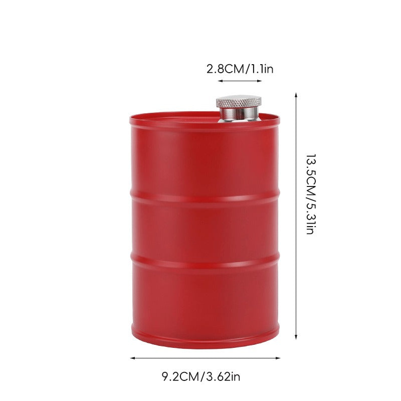 🛢️ Vintage Oil Drum Flask – Stainless Steel Camping & Travel Beverage Bottle