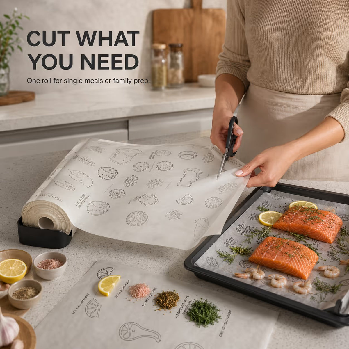 Cut-to-Size Printed Baking Paper – Easy Kitchen, Oven & Meal Prep Sheets