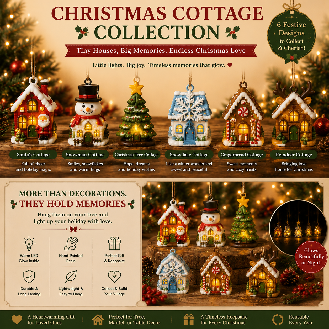 🔥Hot Sale - 50% OFF🔥🎄 Mini Christmas Village™ Light-Up Resin Ornament Collection