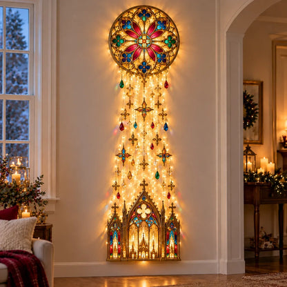 🔥✨ Cathedral Grace™ Stained Glass Cascade Wall Light – A Faith-Filled Christmas Glow