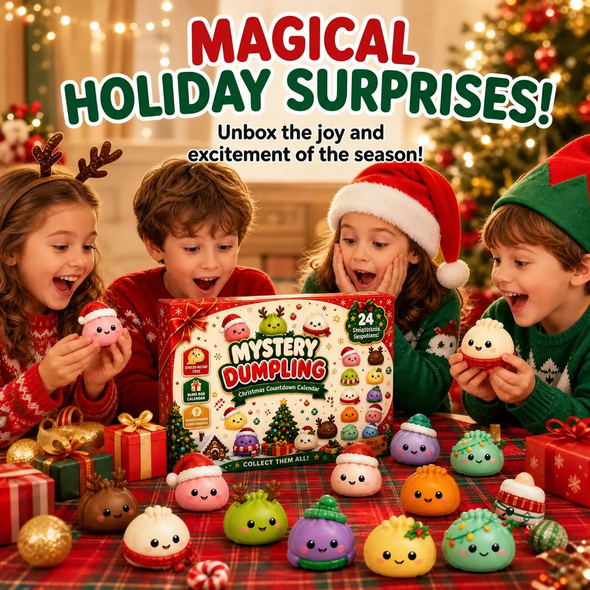🎄 24-Day Mystery Dumpling Squishy Advent Calendar – Christmas Countdown Surprise Toys