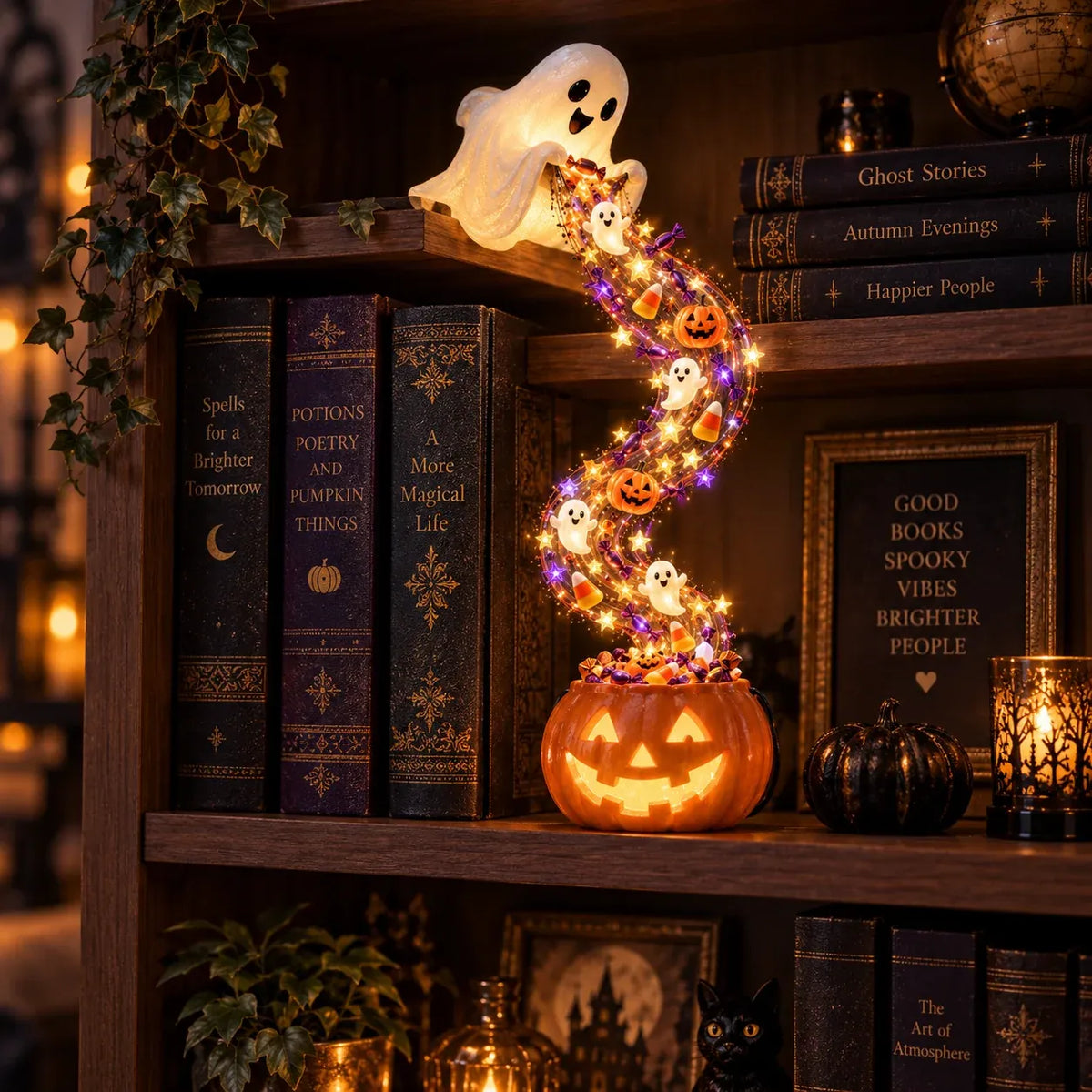 ⏳ Last Day 49% OFF – 🎃 Halloween Magic Cascade Shelf Light Collection | 5 Glowing Gothic Styles for Shelves, Mantels & Spooky Décor ✨
