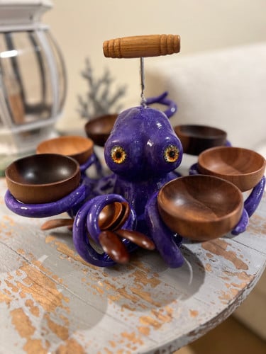 🐙 Octopus Snack Server with 6 Bowls – Sculptural Centerpiece