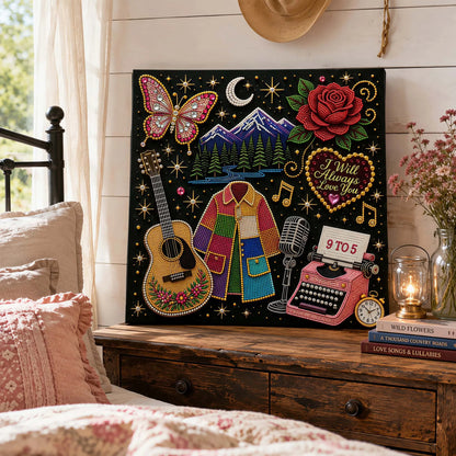 🎤 3D Pearl Country Music Tribute Art Kit – DIY Beaded Keepsake Canvas