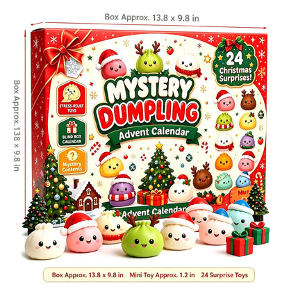 🎄 24-Day Mystery Dumpling Squishy Advent Calendar – Christmas Countdown Surprise Toys