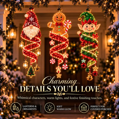 ✨Christmas Elf Spiral Hanging LED Light – Glowing Holiday Porch & Window Decor