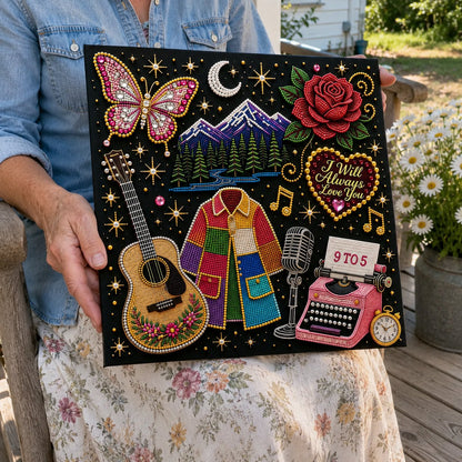 🎤 3D Pearl Country Music Tribute Art Kit – DIY Beaded Keepsake Canvas
