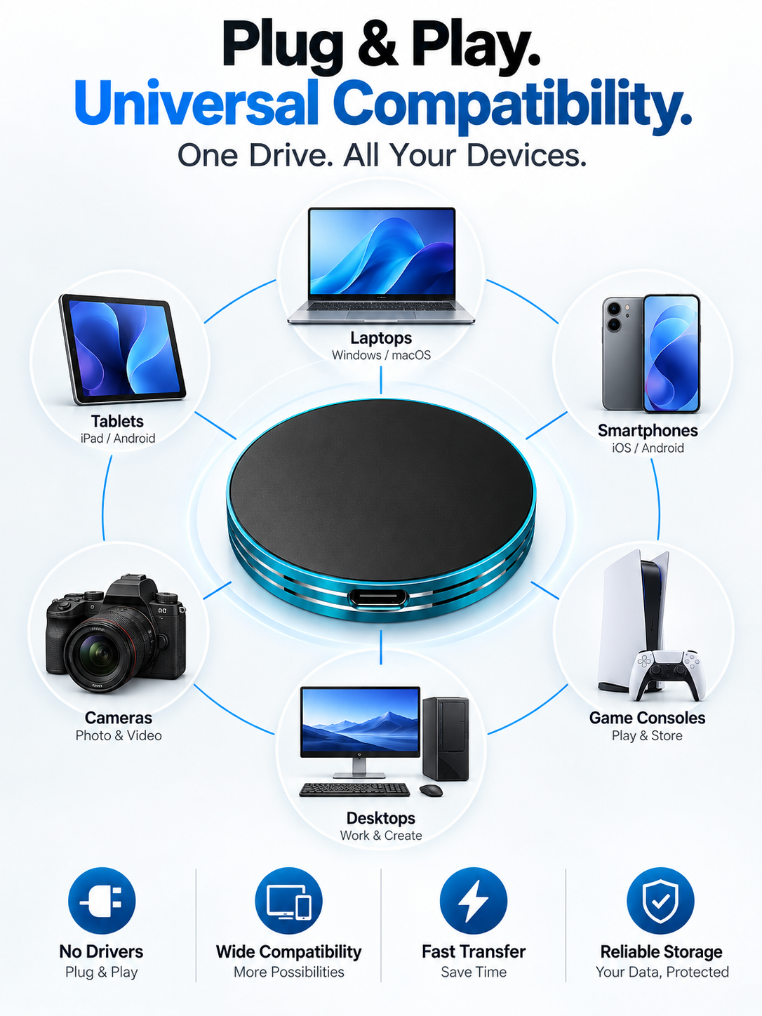 Magnetic Portable SSD – Anti-Lost USB-C External Solid State Drive