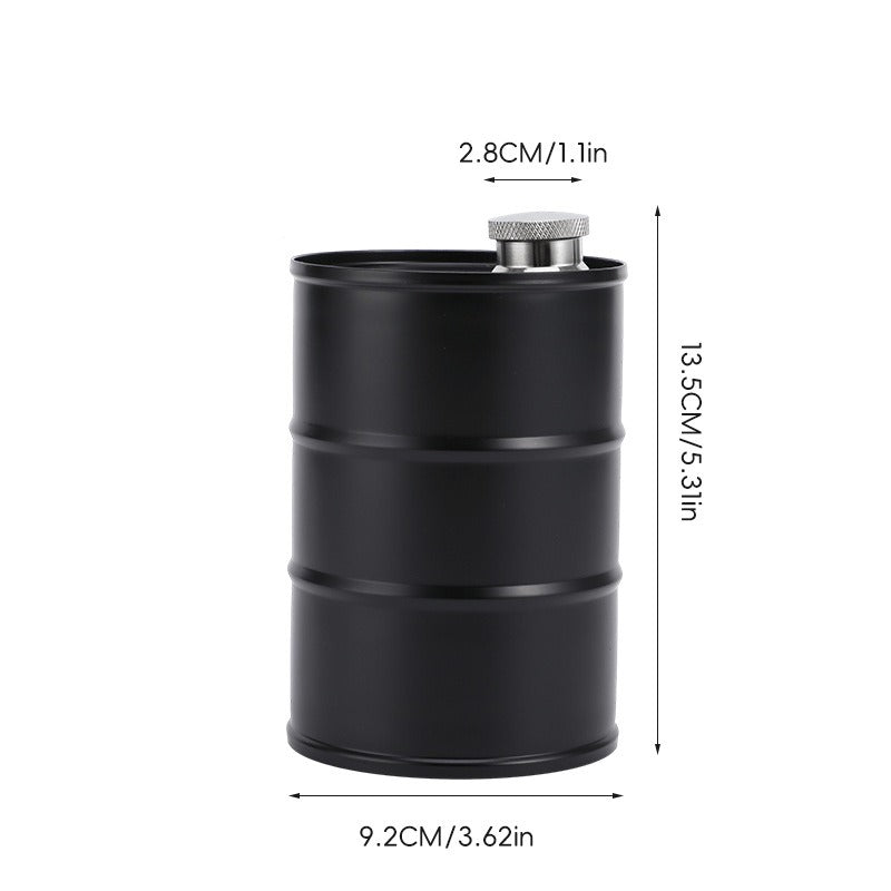 🛢️ Vintage Oil Drum Flask – Stainless Steel Camping & Travel Beverage Bottle