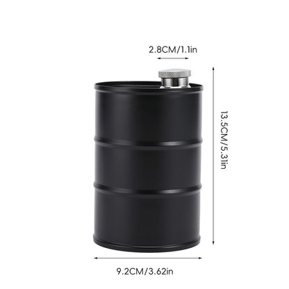🛢️ Vintage Oil Drum Flask – Stainless Steel Camping & Travel Beverage Bottle