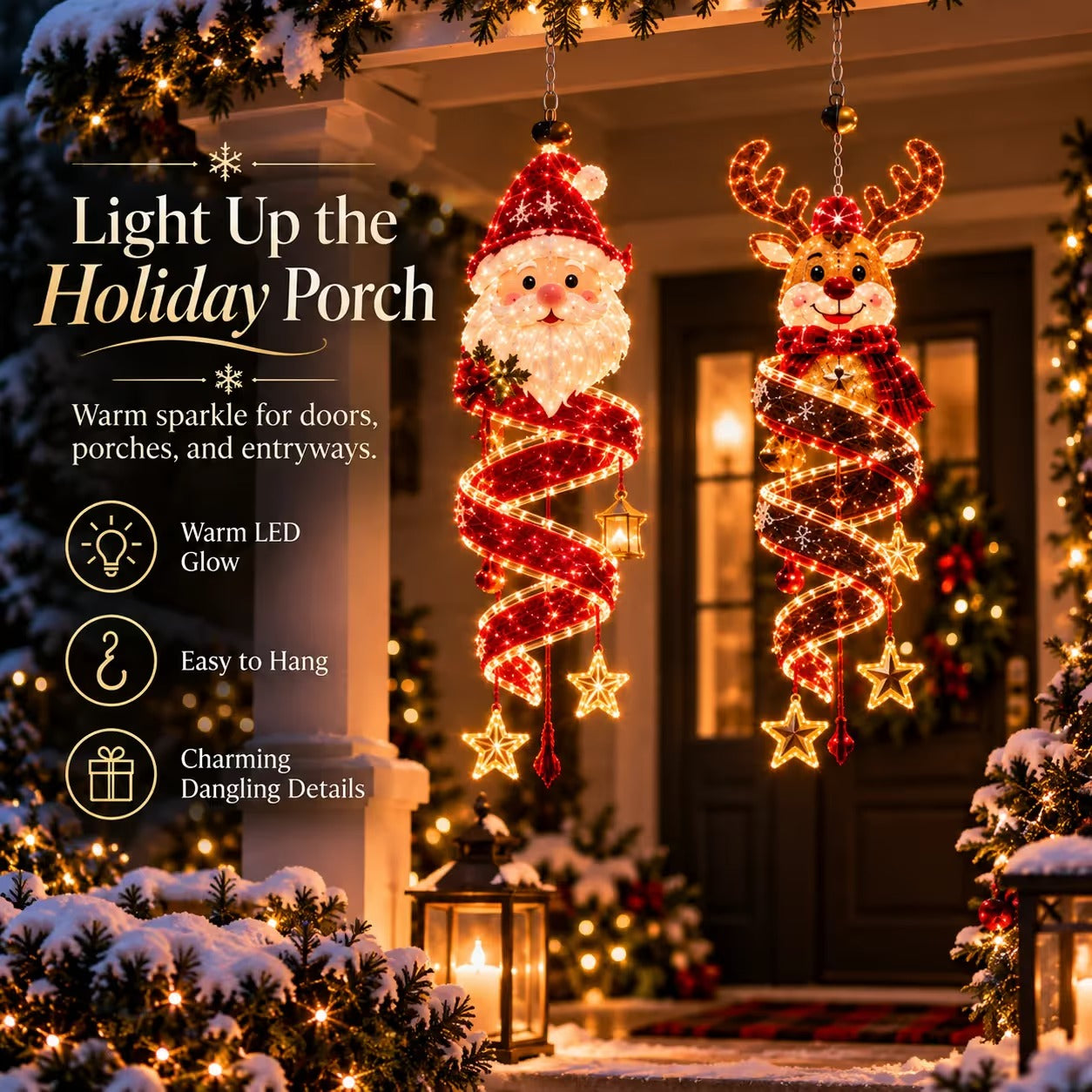 ✨Christmas Elf Spiral Hanging LED Light – Glowing Holiday Porch & Window Decor