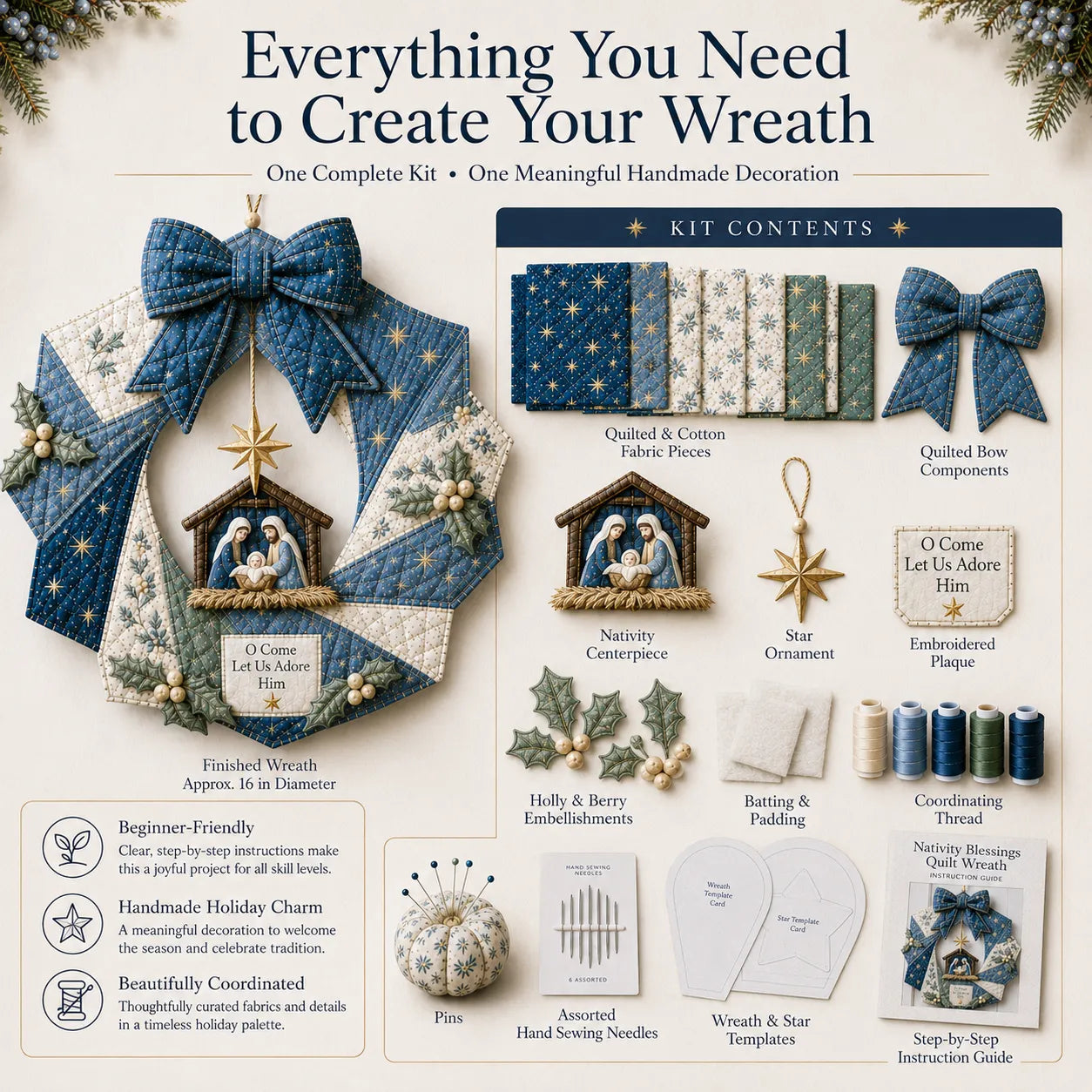 🔥LAST DAY 50% OFF - 🎄Christmas Fabric Wreath DIY Kit 💫