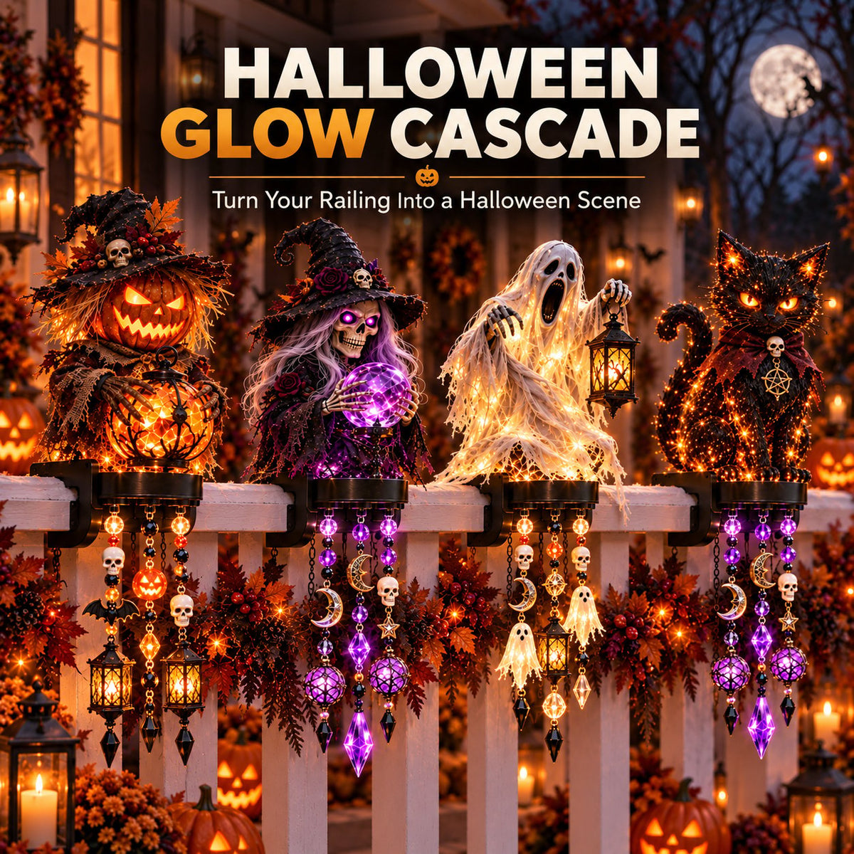 🎃 Halloween Character Glow Cascade Railing Lights