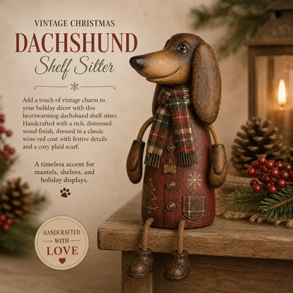 🔥Hot Sale - 50% OFF🔥🐶🎄 Vintage Christmas Dachshund Shelf Sitter