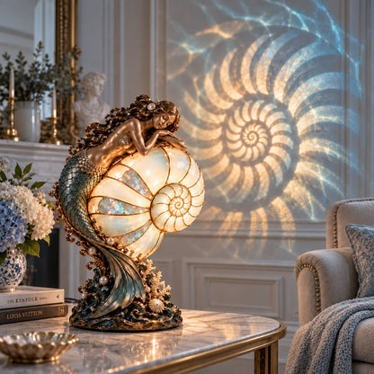 🧜‍♀️ Moon Tide Mermaid Nautilus Lamp