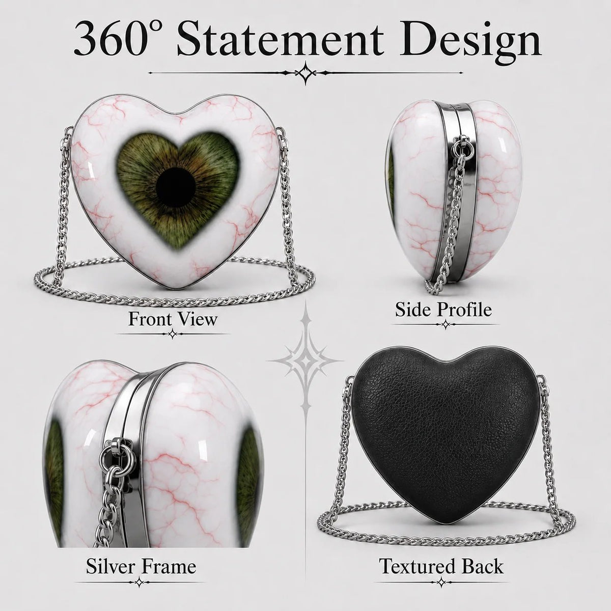 🔥Last Day 49% OFF – Gothic Heart Eye Crossbody Bag | Dark Statement Purse