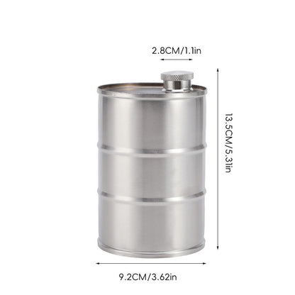 🛢️ Vintage Oil Drum Flask – Stainless Steel Camping & Travel Beverage Bottle