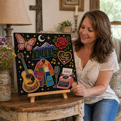 🎤 3D Pearl Country Music Tribute Art Kit – DIY Beaded Keepsake Canvas