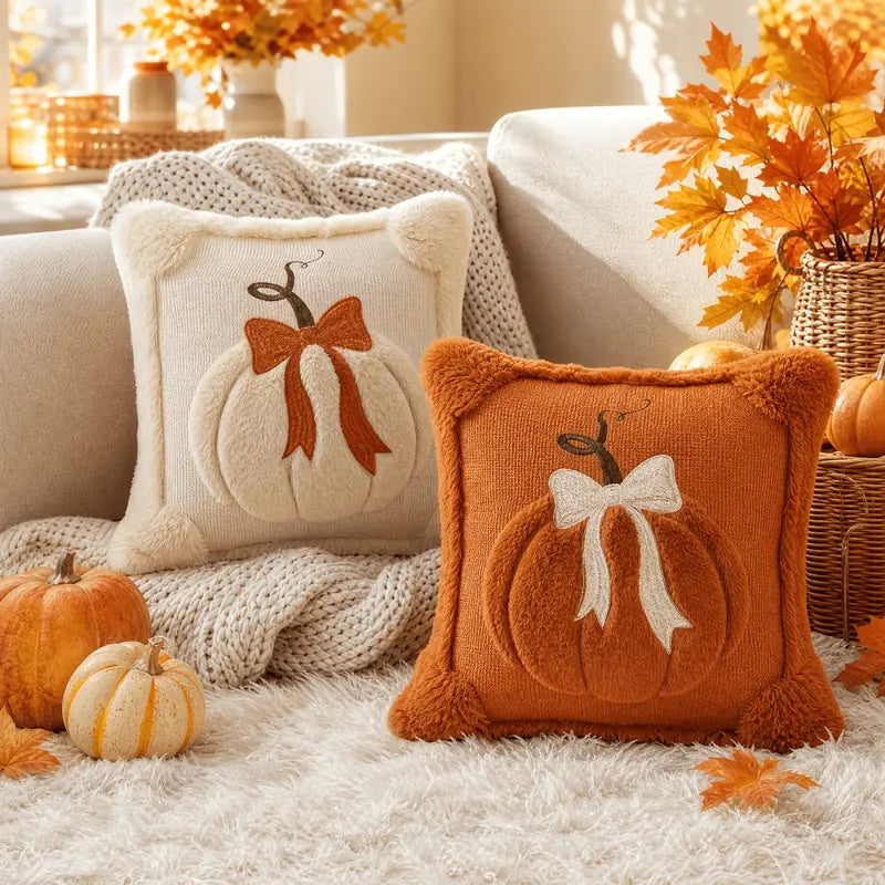 Jacquard Pumpkin Pillow Covers – 18x18 Inch