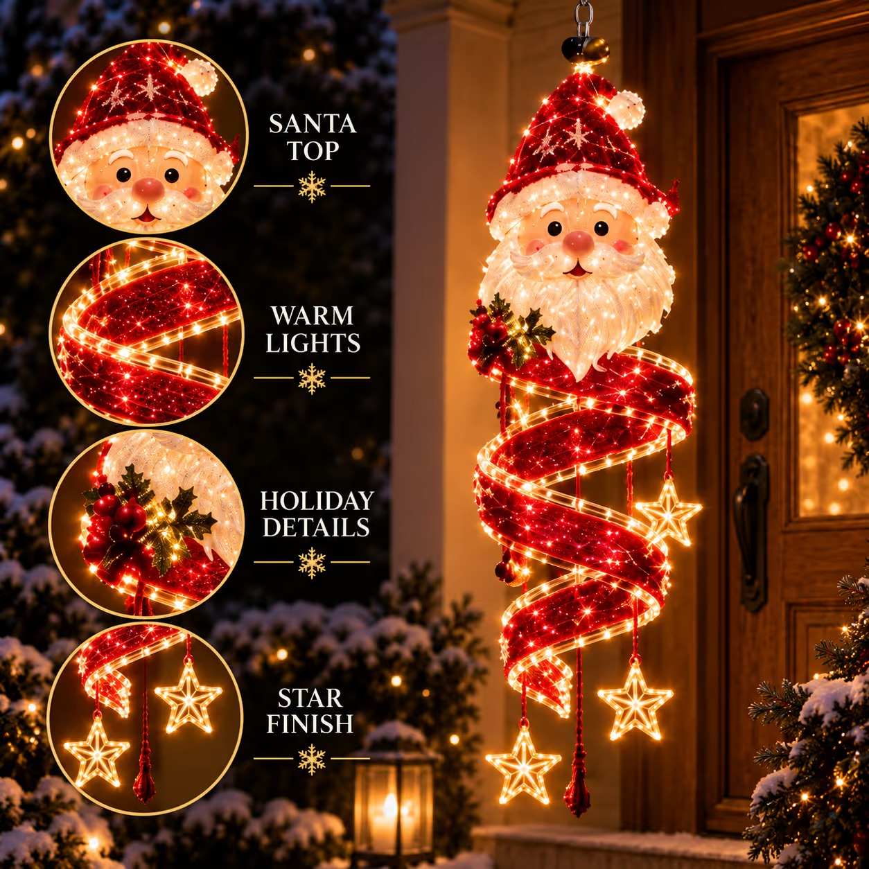 ✨Christmas Elf Spiral Hanging LED Light – Glowing Holiday Porch & Window Decor