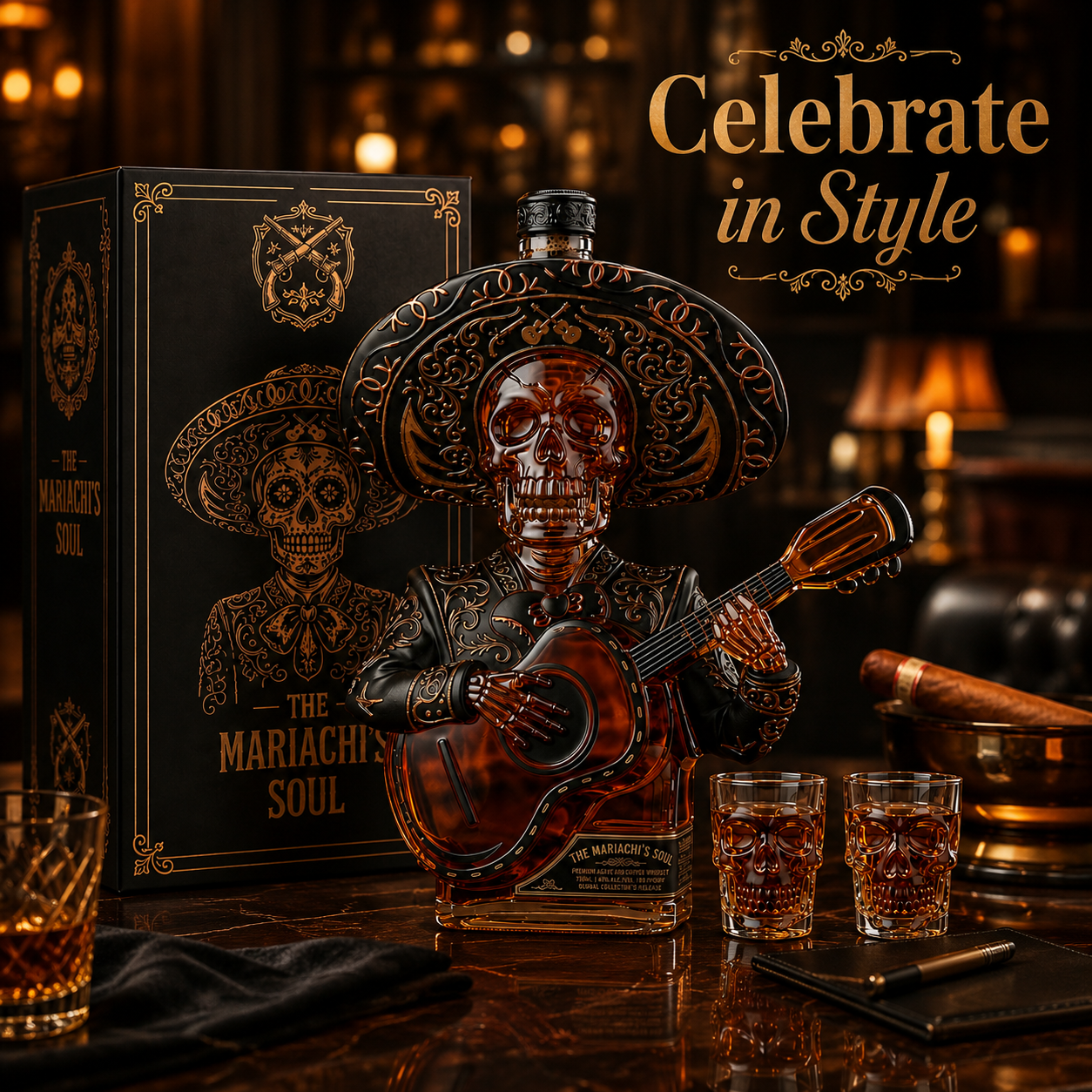 🥃 Limited-Time 50% OFF 💀 Mexican Mariachi Skeleton Decanter
