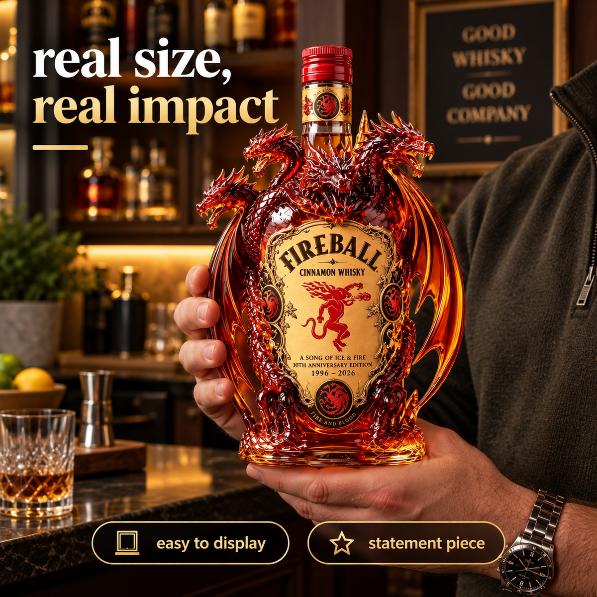 🐉 Legendary Dragon Collector Bottle™ – Sculpted Multi-Head Dragon Display for Home Bar & Gifting