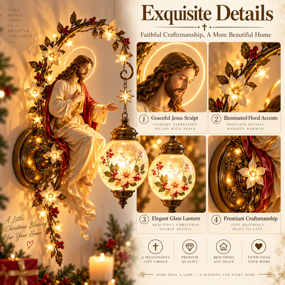 ✨ Sacred Light of Faith Wall Lamp – Jesus, Mary & Archangel Michael Christmas Collection