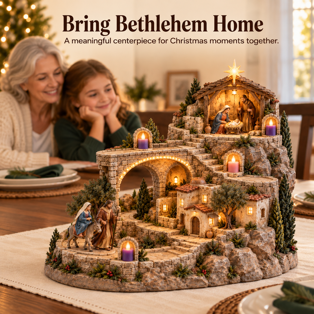 ✝️Follow the Star – 4-Week Lighted Advent Nativity Village