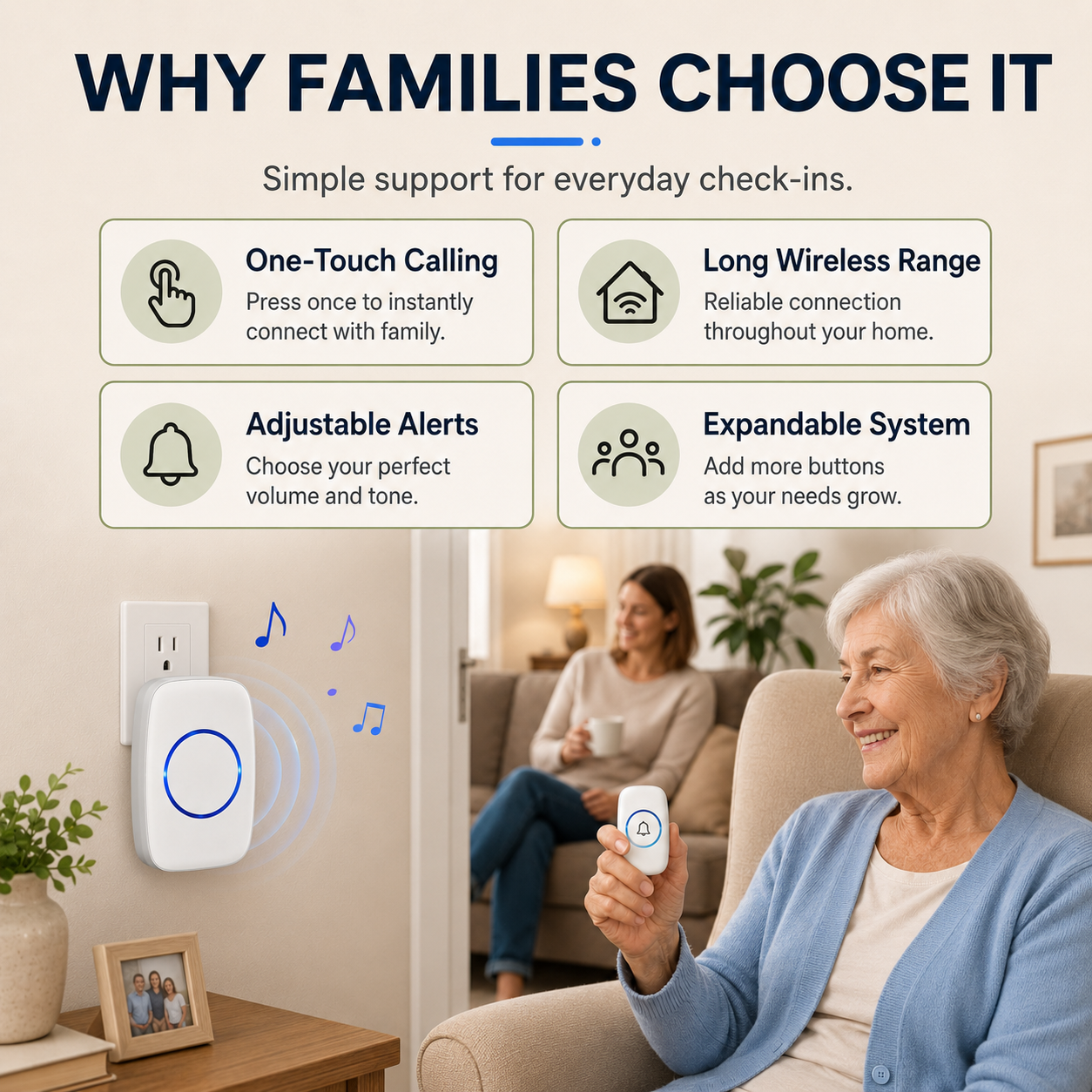 Wireless Family Call Doorbell One Press Brings Family Closer