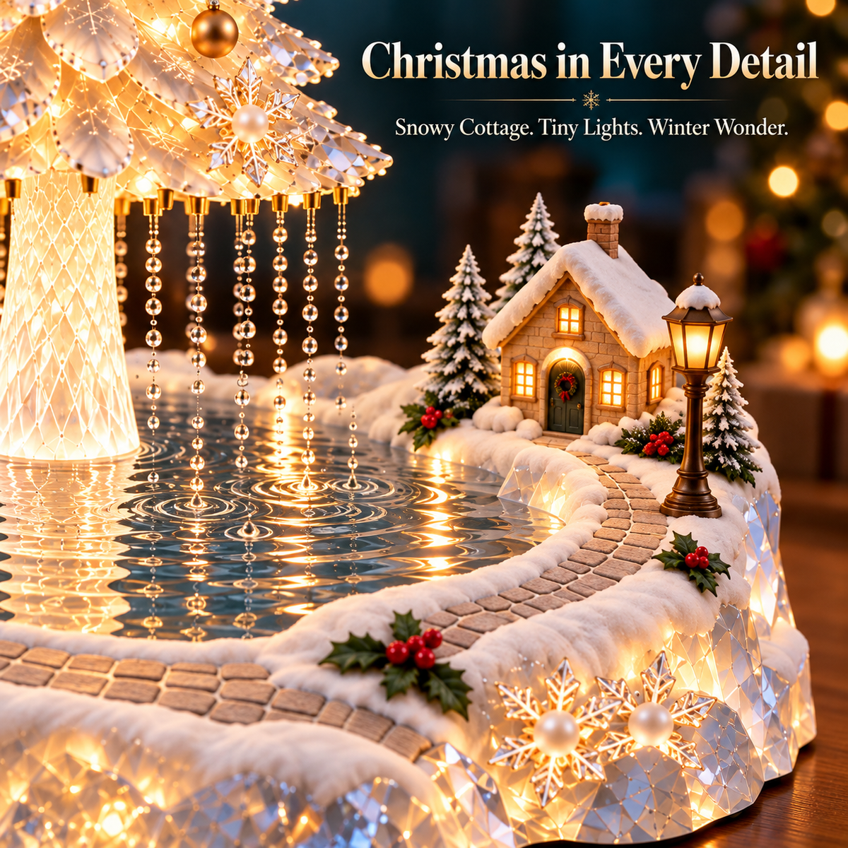 🎄 Crystal Winter Wonderland – Light-Up Christmas Tree Rain Humidifier