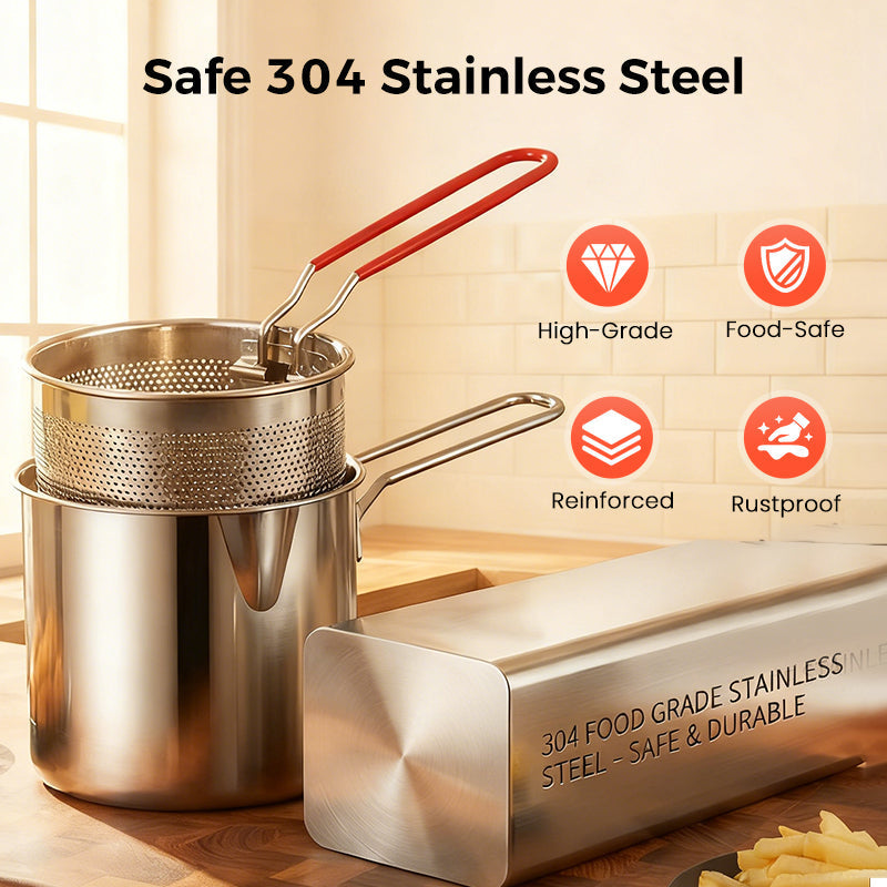 🎉Fry Crispy Food Instantly! No-Splash Oil-Saving Stainless Fryer