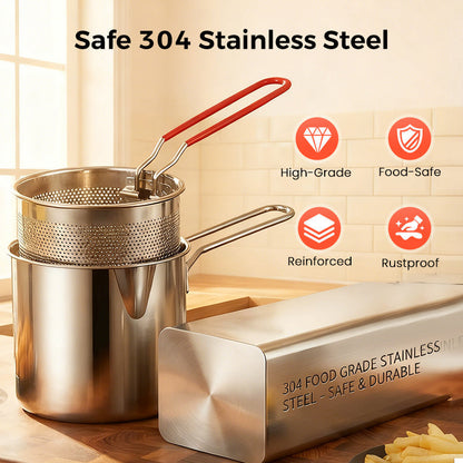 🎉Fry Crispy Food Instantly! No-Splash Oil-Saving Stainless Fryer