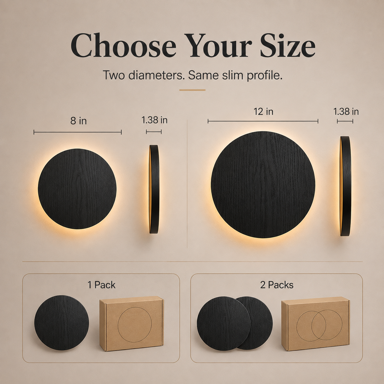 Minimalist Round LED Touch Sconce | 3 Color Modes