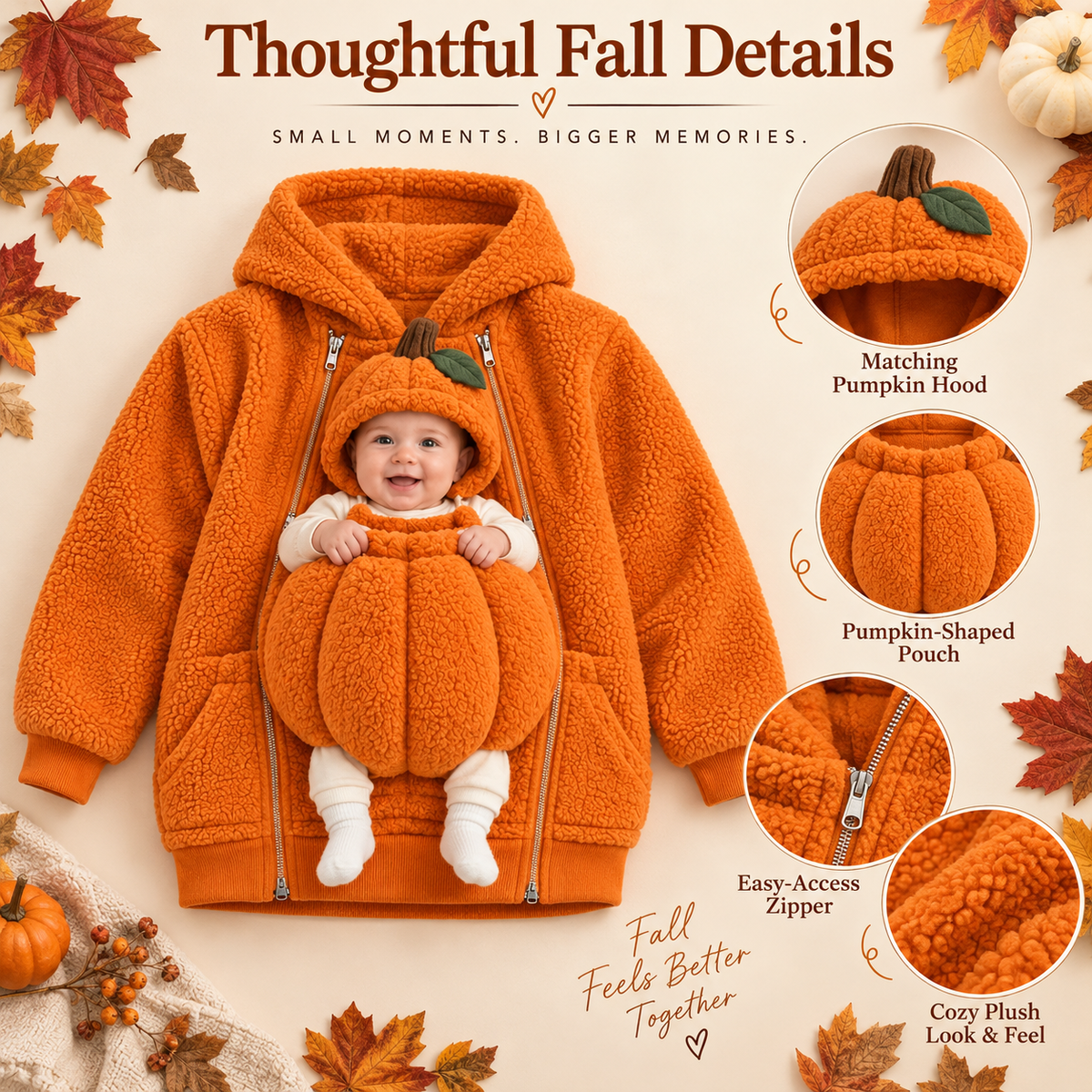 🧡 Our Little Pumpkin Babywearing Hoodie – Cozy Halloween Moments for Mom & Baby