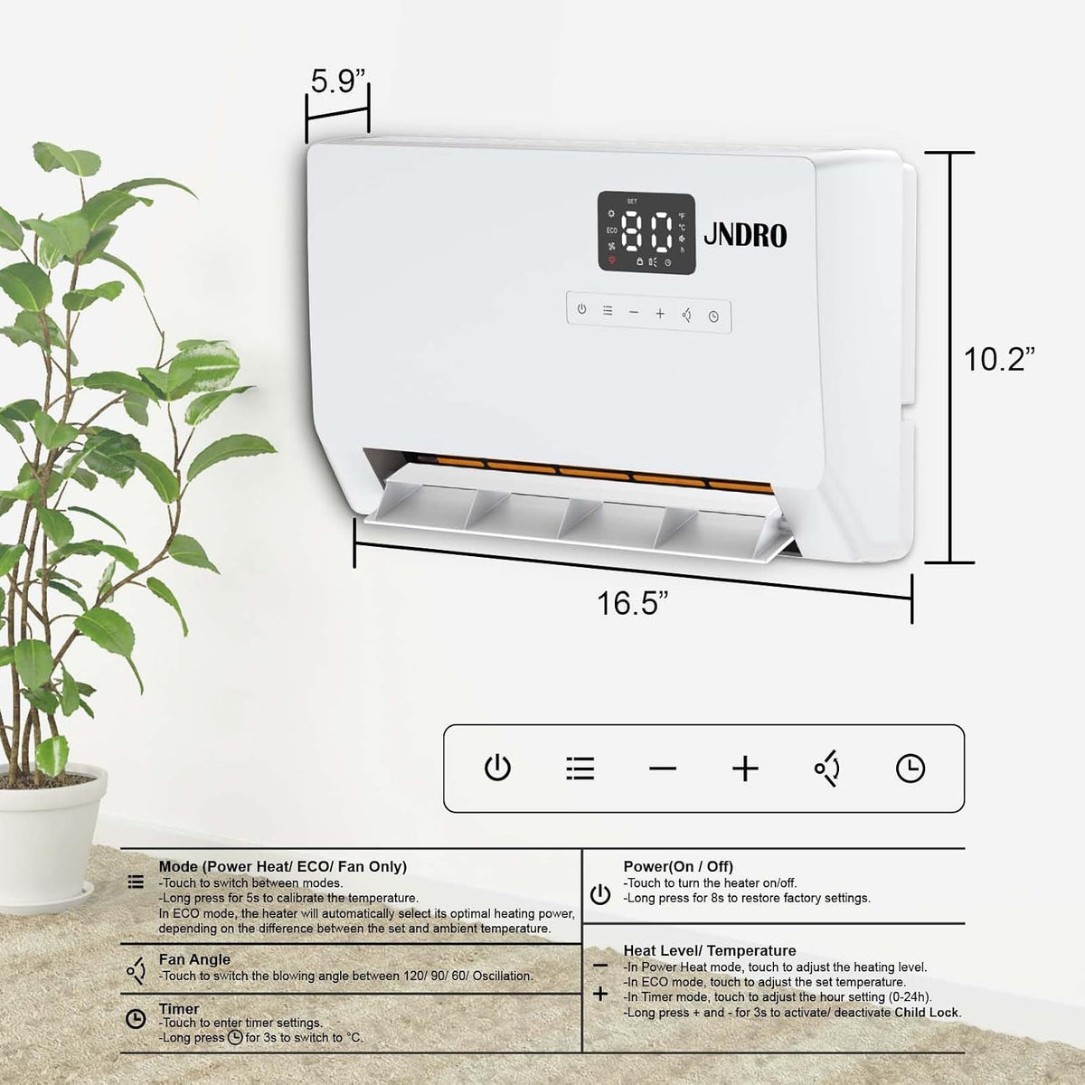 🌞Wall-Mounted Space Heater with Thermostat and Remote Control