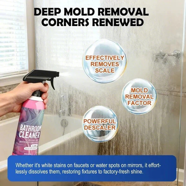 🛁 Bathroom Mold Stain & Grime Cleaner Spray – For Tile, Glass, Grout & More