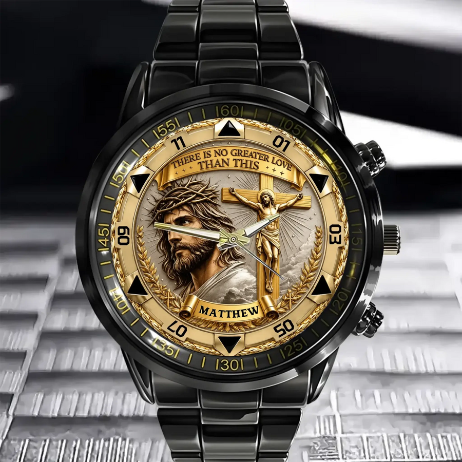 Black Christian Crucifix Watch