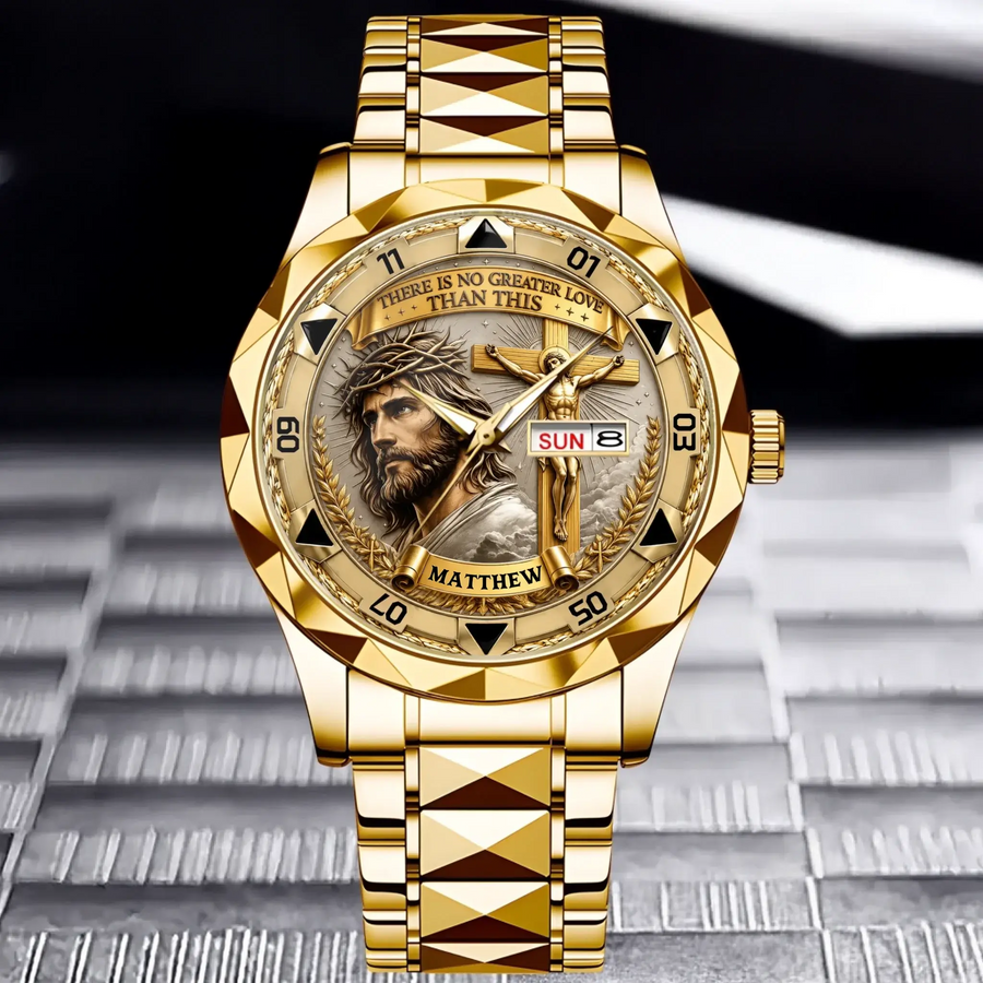 Golden Christian Crucifix Watch