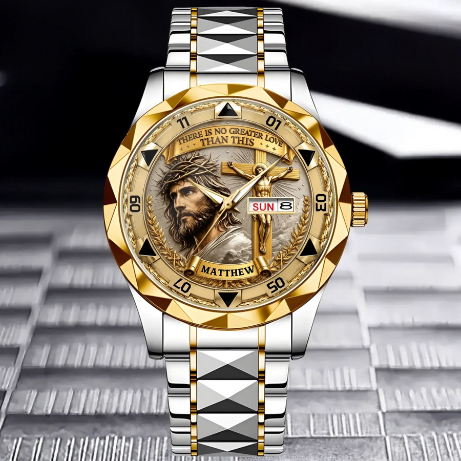 Silver Christian Crucifix Watch