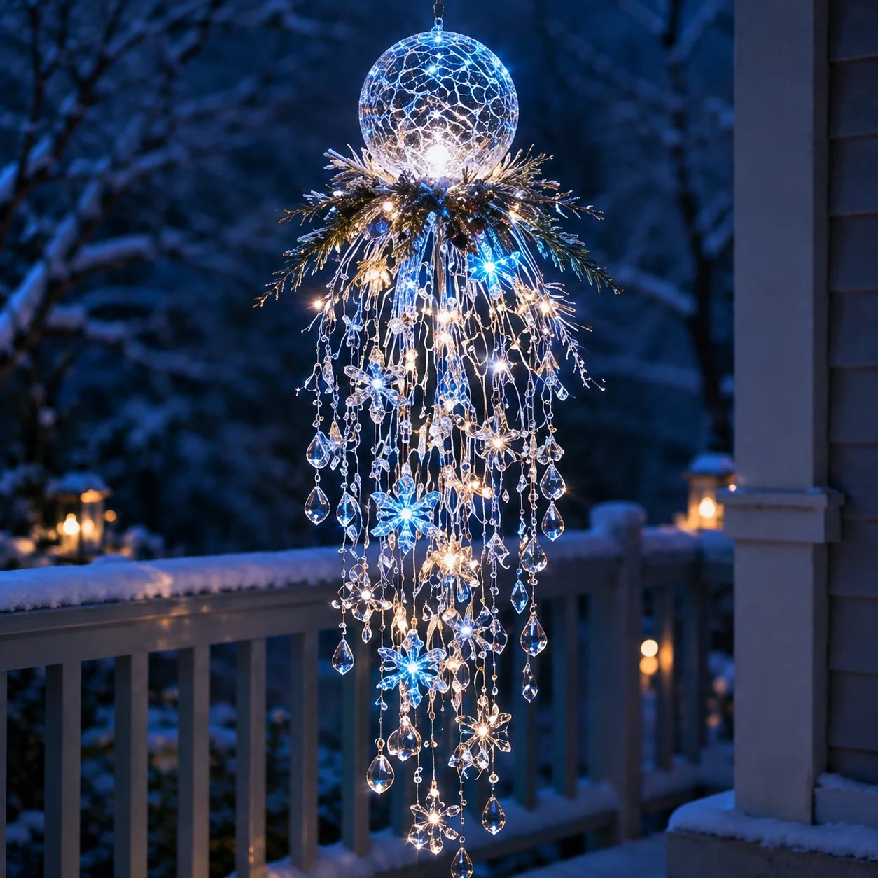 Crystal Cascade Christmas Light™ – Hanging Snowflake & Crystal LED Porch Décor ✨❄️