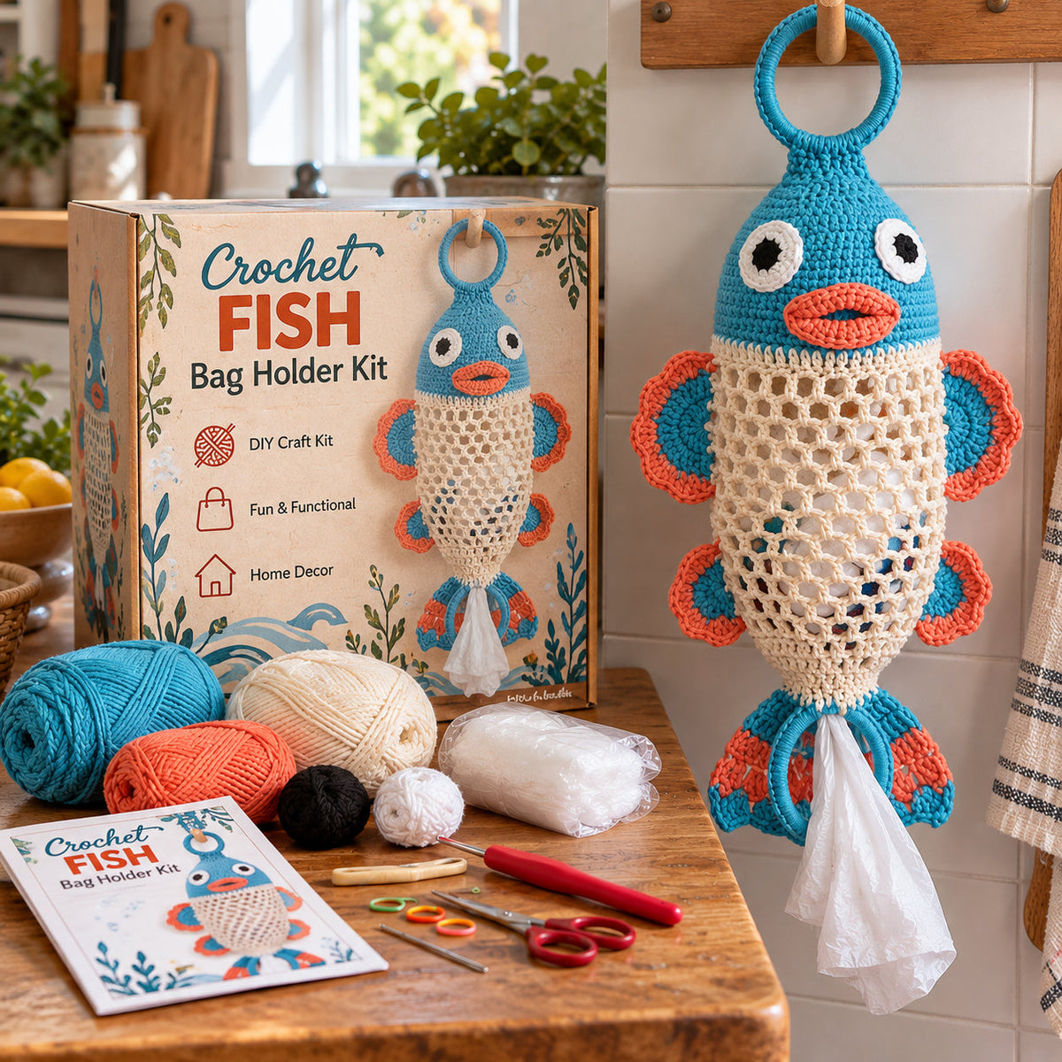 🔥Crochet Animal Bag Holder DIY Kit – Cute & Functional Hanging Storage Craft Kit🎁
