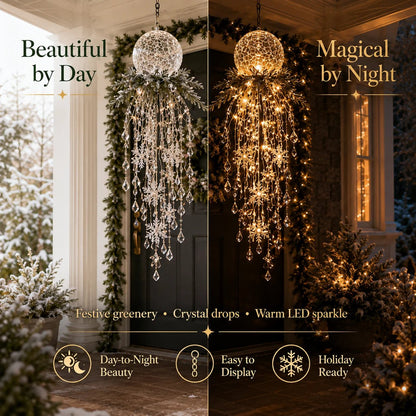 Crystal Cascade Christmas Light™ – Hanging Snowflake & Crystal LED Porch Décor ✨❄️
