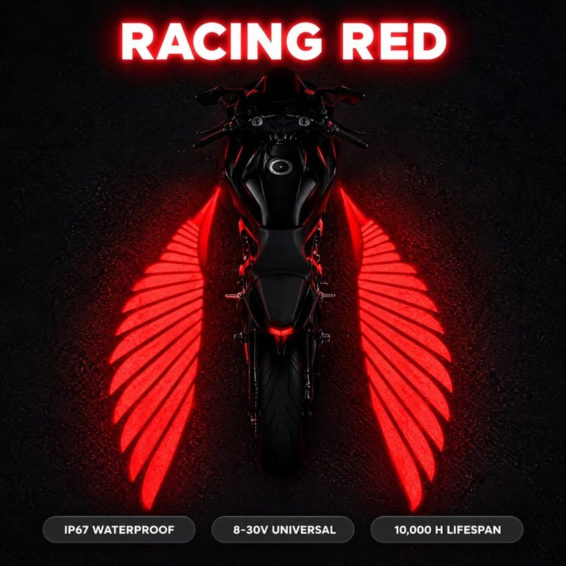 🏍️ IP67 Waterproof & Dustproof Angel Wing Motorcycle LED Projector Lights (1 Pair)