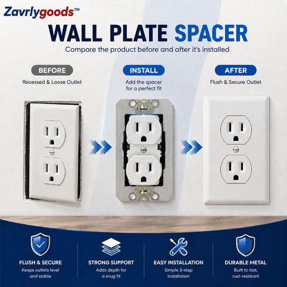 ZAVRLYGOODS™ Wall Plate Spacers for Electrical Outlets – Heavy-Duty Metal Outlet Leveling Plates for Loose, Recessed & Crooked Boxes