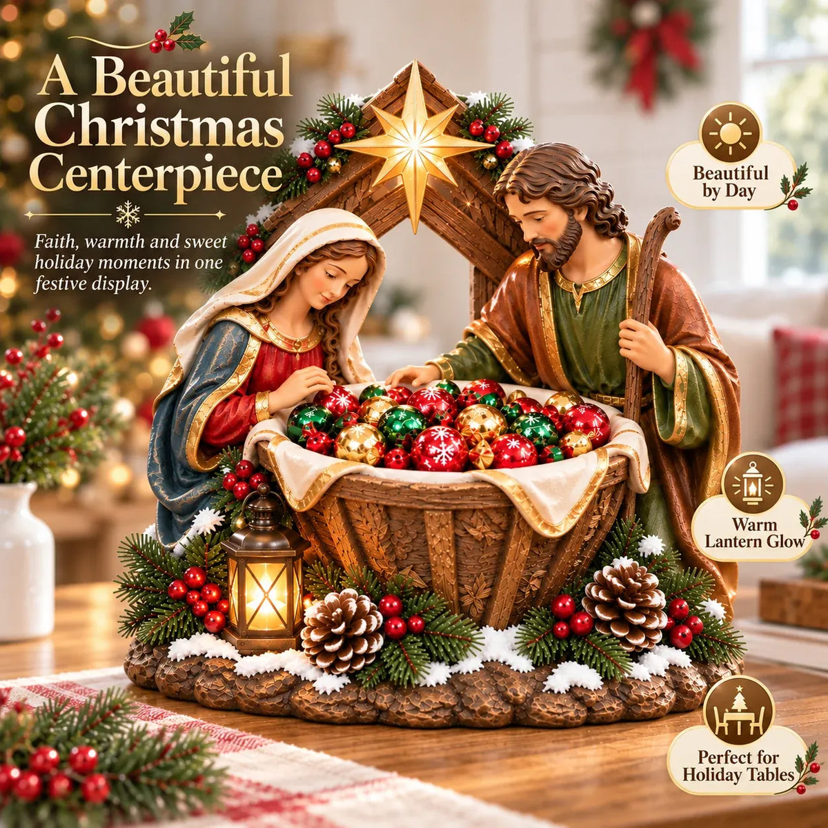 ⏳ Last Day 49% OFF – ✝️ Nativity Blessing Bowl™ | Lighted Christmas Treat Bowl with Mary, Joseph & Bethlehem Star 🎄