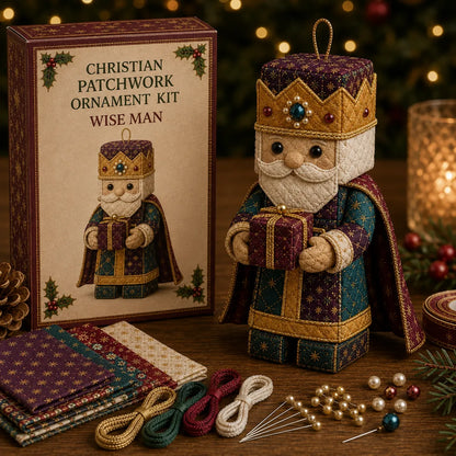 🔥Last day with huge discounts! – ✝️ Beginner-Friendly DIY Christian Block Figure Patchwork Ornament Kit Collection | Complete Kit with Pre-Cut Fabrics, Padded Ornament Form & Step-by-Step Guide Included 💕