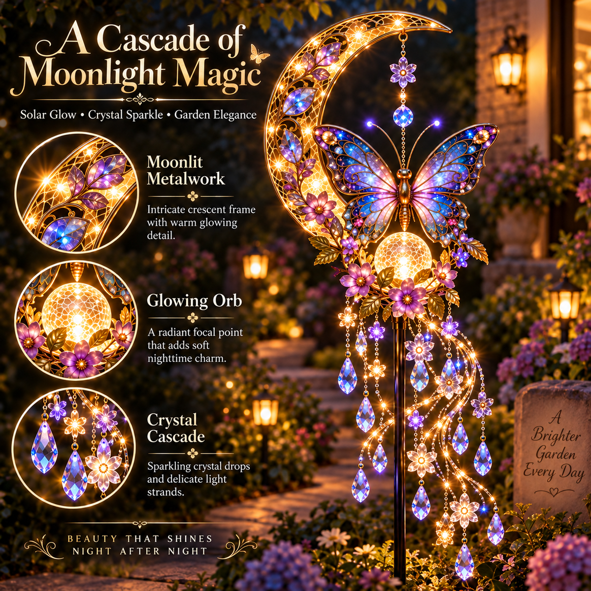 🦋 Butterfly Moonlight Cascade™ – Turn Your Garden Into a Glowing Moonlit Dream