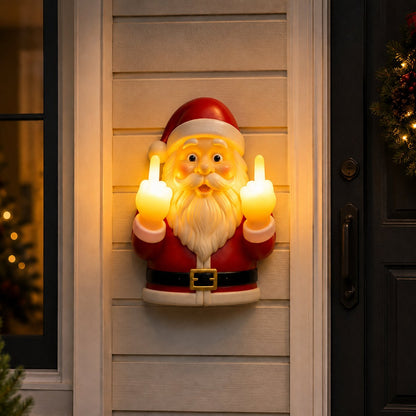 Funny Light-Up Middle Finger Santa Night Light – 7.9-Inch Wall Decor