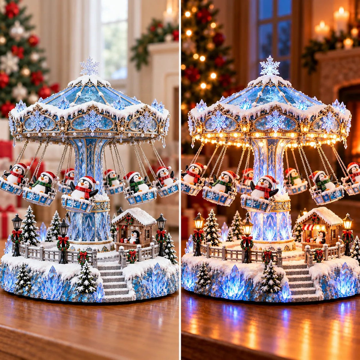 🎄 Christmas Sale 49% OFF! 🐧 Penguin Winter Swing Carnival – Light-Up Rotating Christmas Decoration ❄️✨