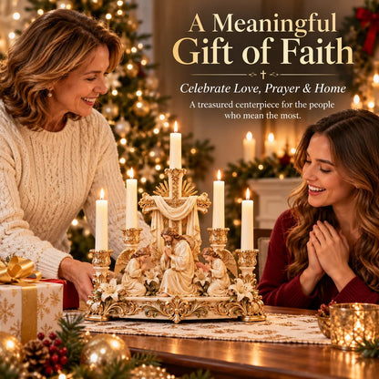 🎄 Christmas Hot Sale -✨🕯️ Light of His Presence — Sacred Christian Candleholder ✝️🤍